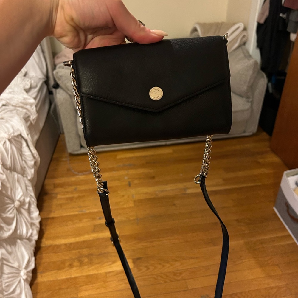 Michael Kors Black Crossbody Bag with Gold Accents
